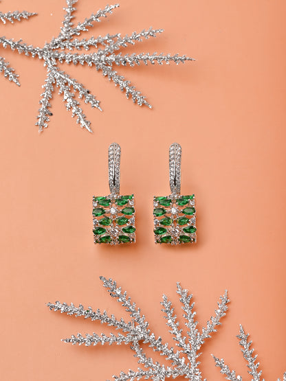 Hollow Drum Shaped Emerald Earrings