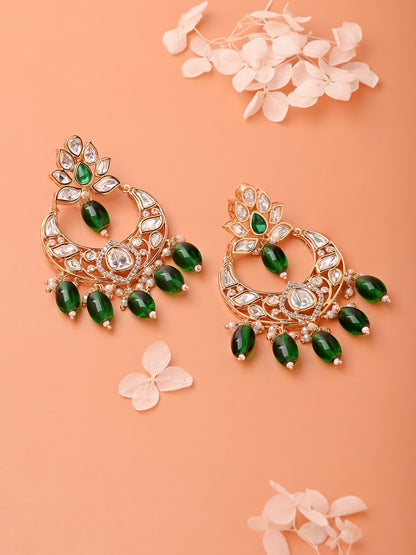 Emerald And Polki Chandbali