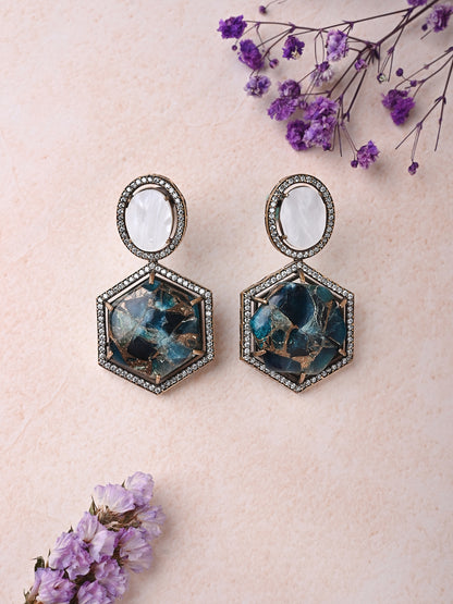 Marble Effect Blue Earrings