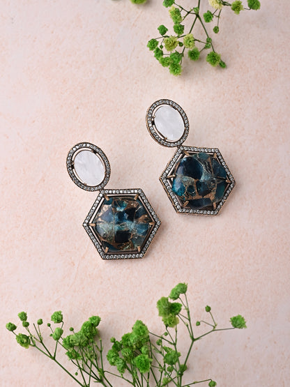 Marble Effect Blue Earrings