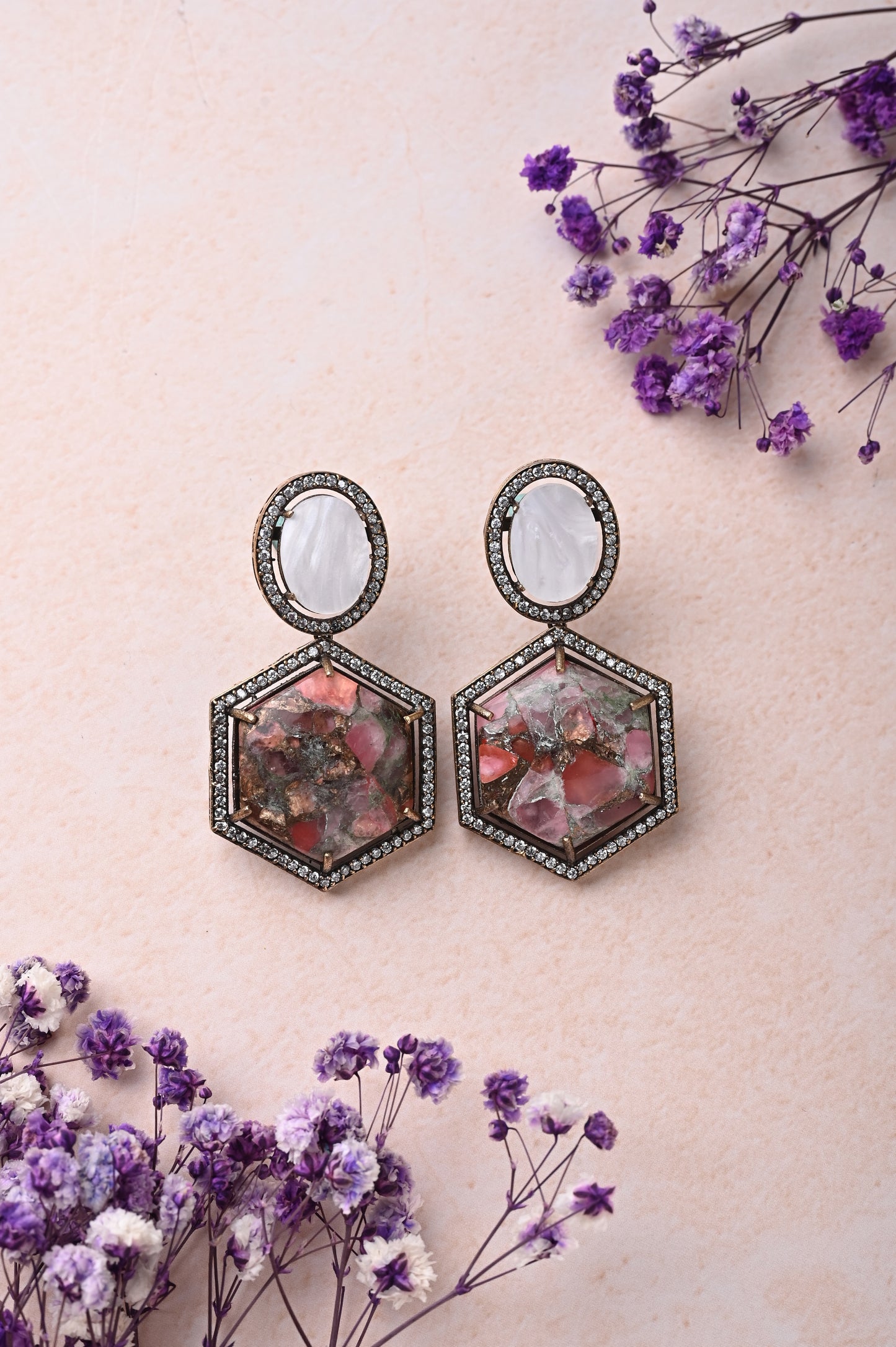 Marble Effect Pink Earrings