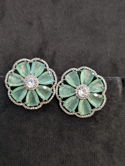 Floral Zircon Diamond Earrings