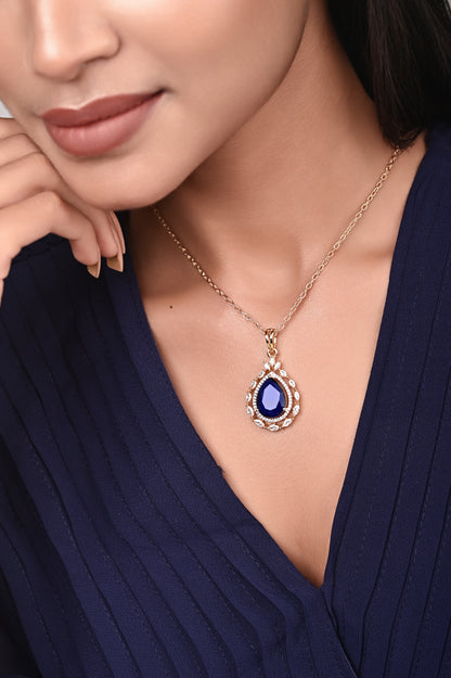 Sapphire Studded Pendant Set