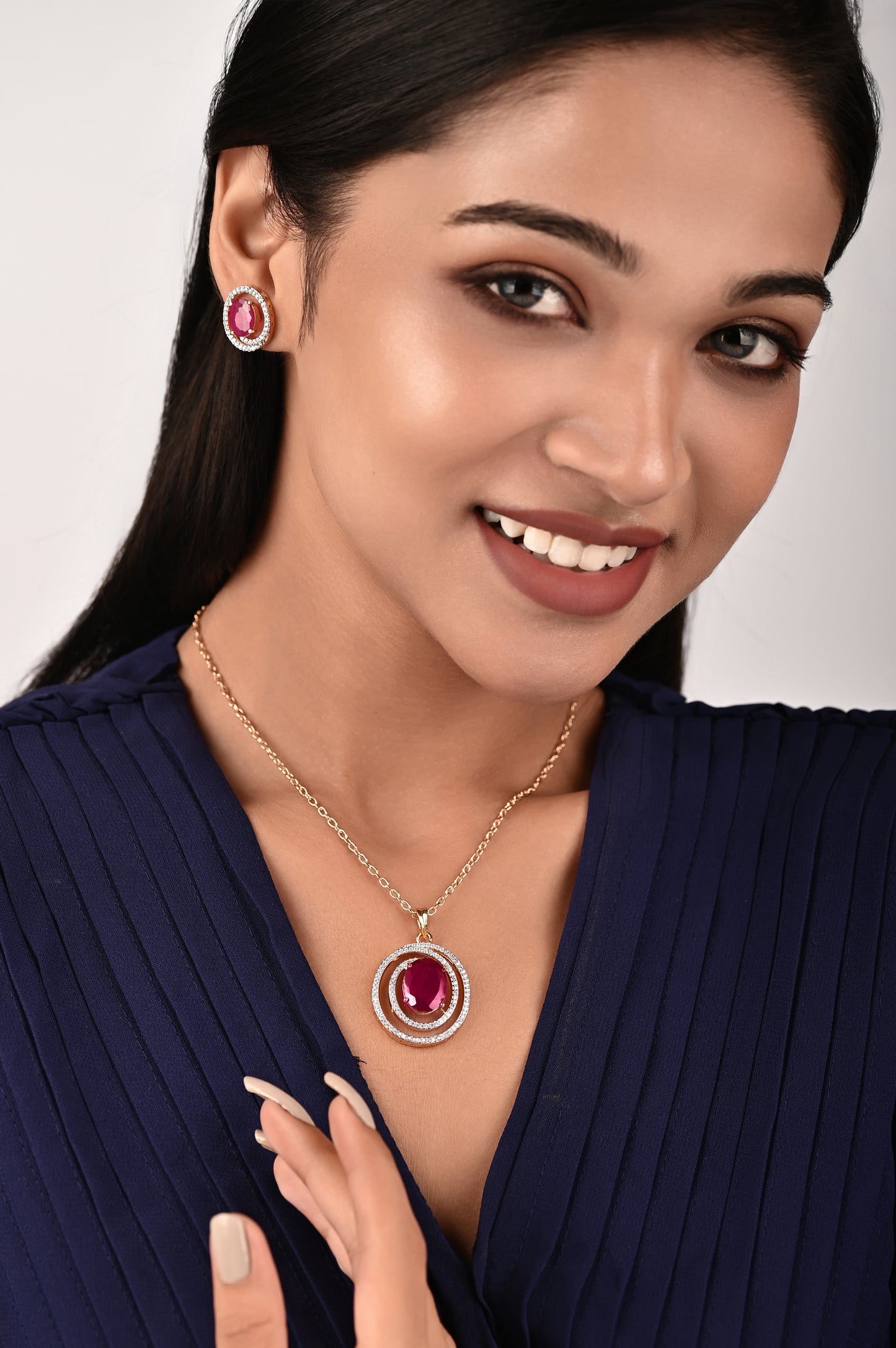 Ruby Studded Pendant Set