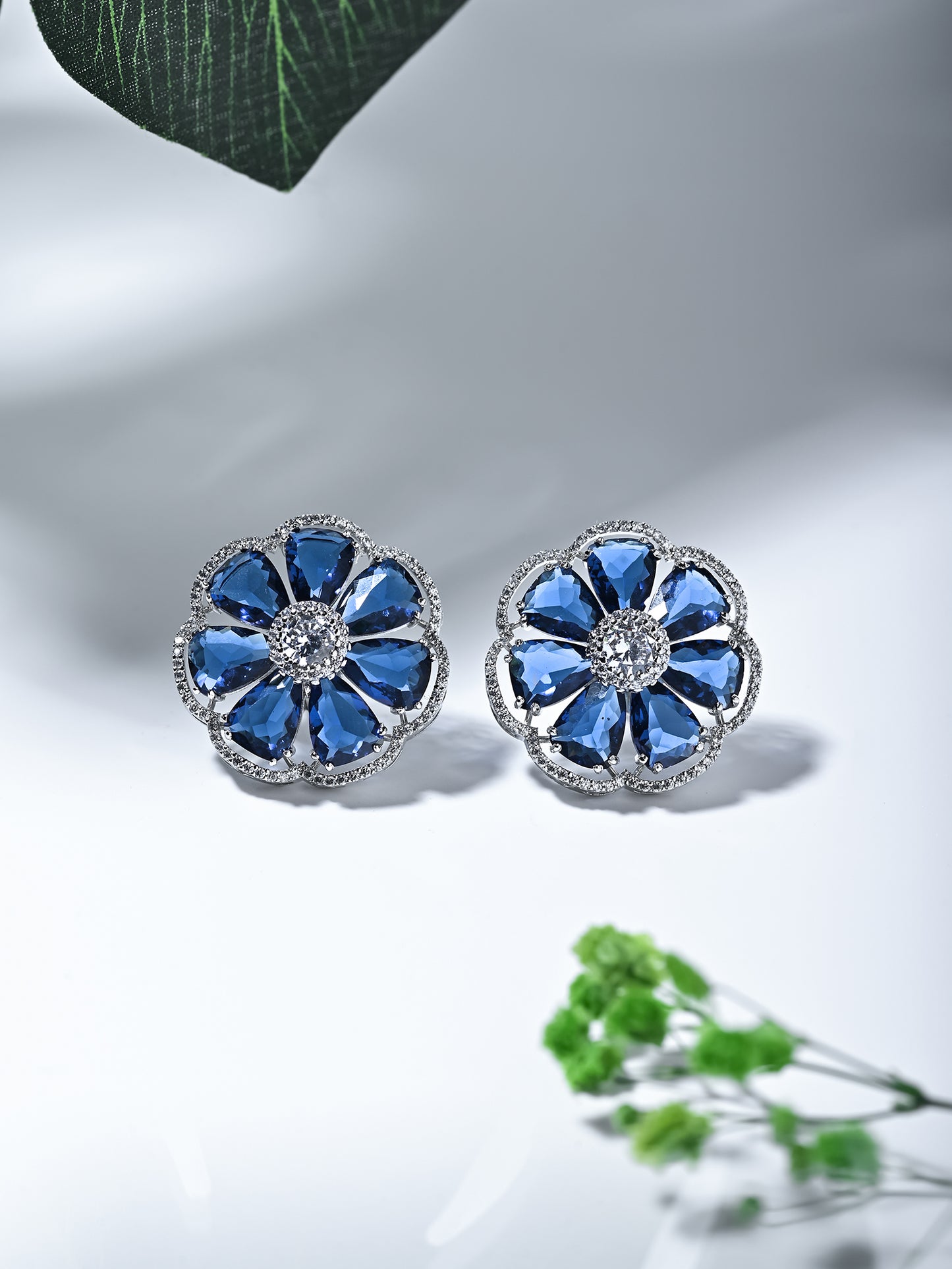 Floral Zircon Diamond Earrings