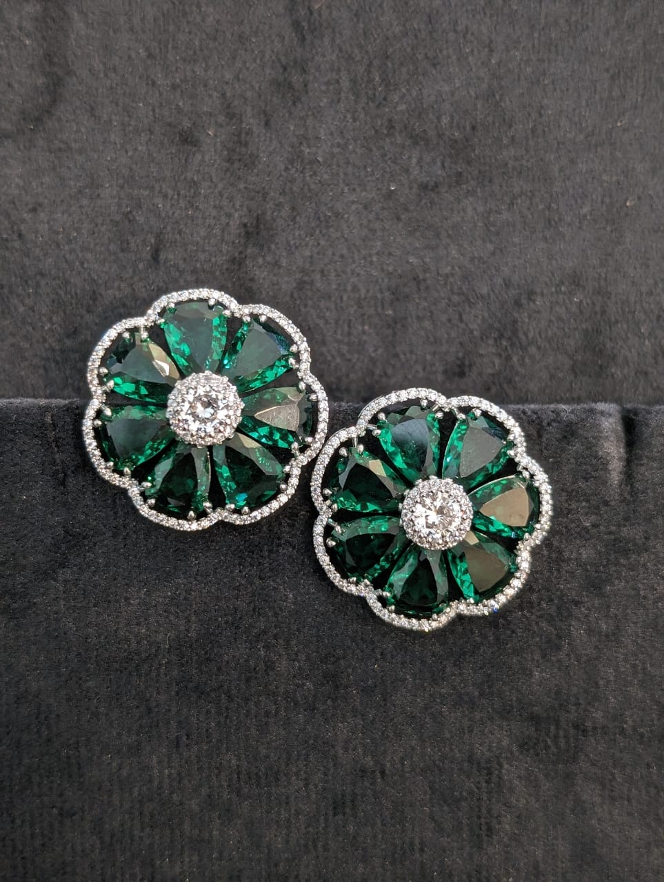 Floral Zircon Diamond Earrings