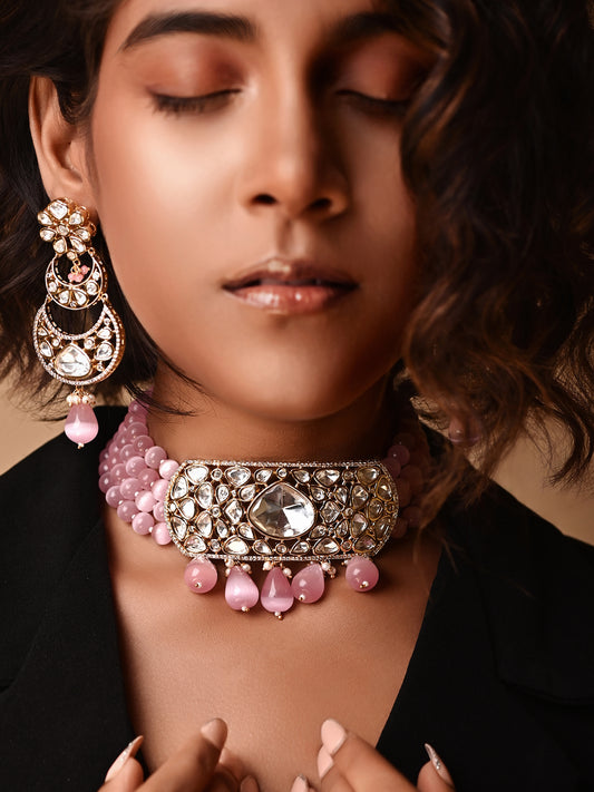 Pink Kundan Chic Set