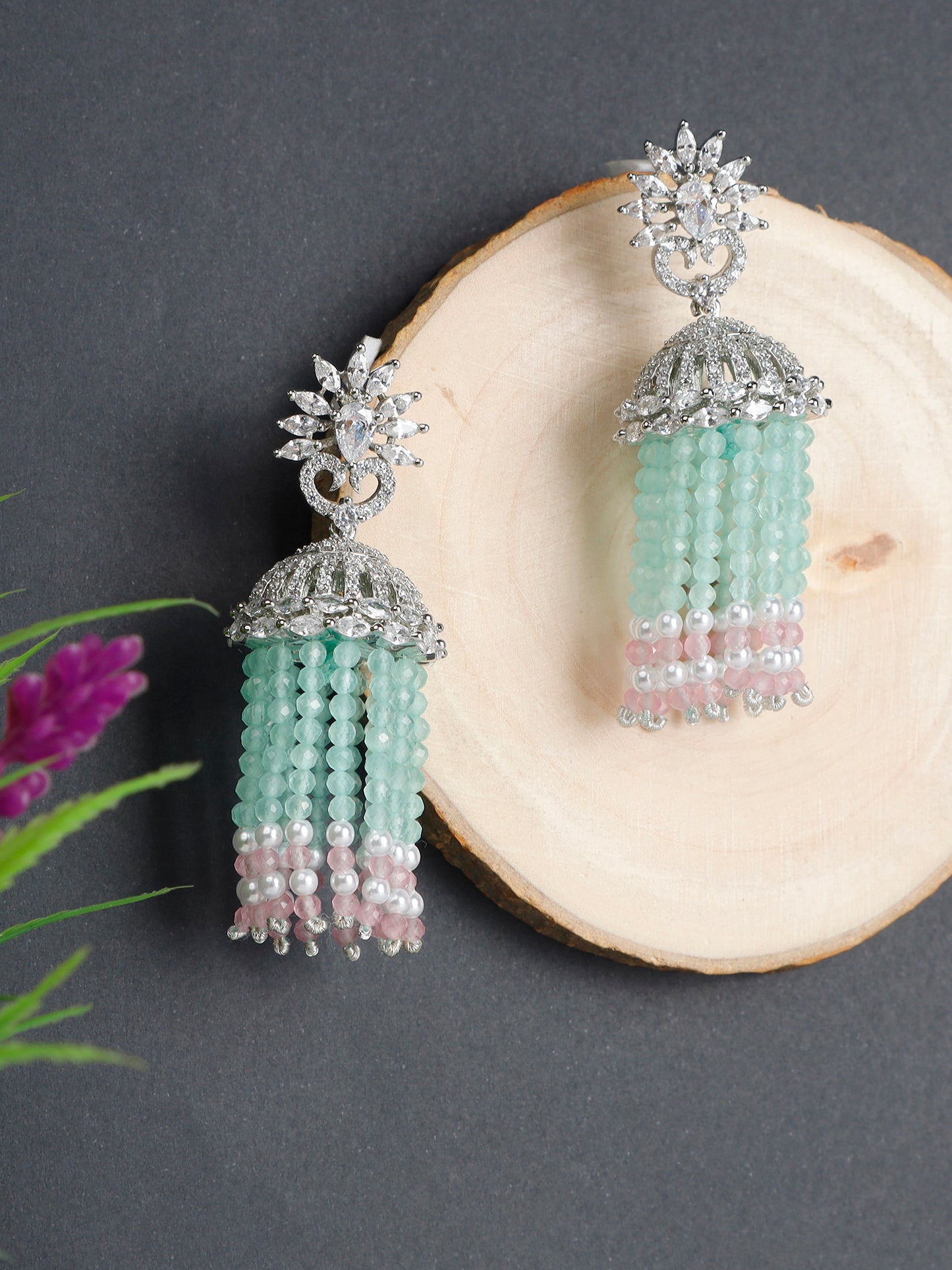 Aqua Green Zircon Jhumka