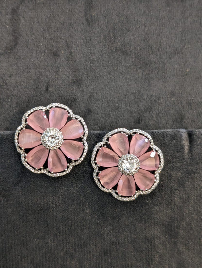 Floral Zircon Diamond Earrings