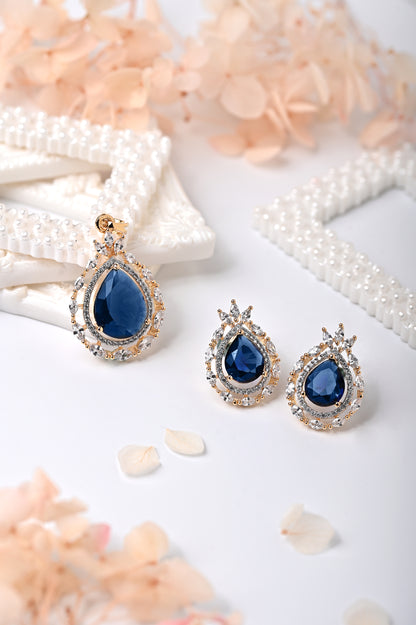 Sapphire Studded Pendant Set