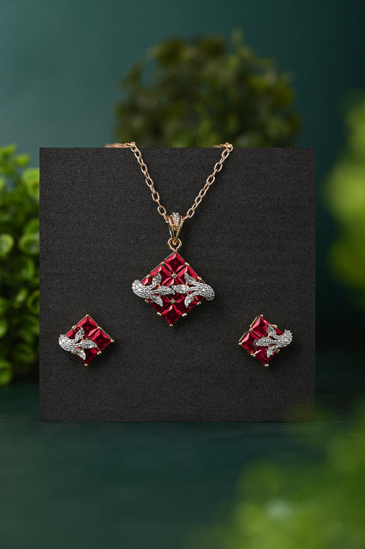 Ruby Precious Setting Pendant Set